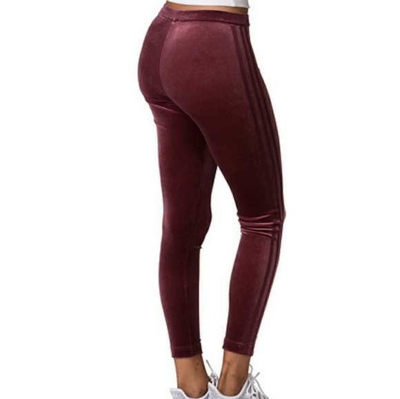 adidas velvet leggings maroon